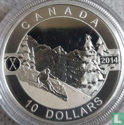 Canada 10 dollars 2014 (PROOF - kleurloos) "Skiing Canada’s slopes" - Afbeelding 1