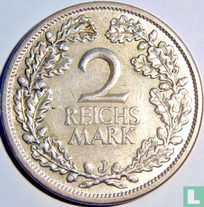 Duitse Rijk 2 reichsmark 1927 (J) - Afbeelding 2