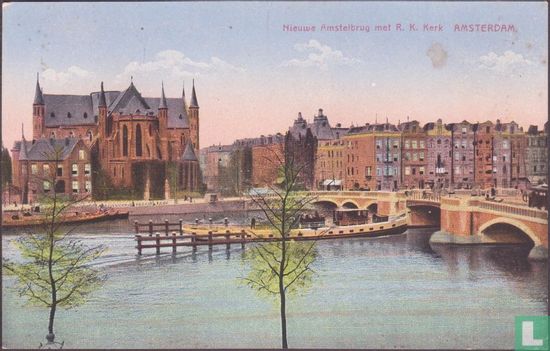 Nieuwe Amstelbrug met R. K. Kerk  AMSTERDAM