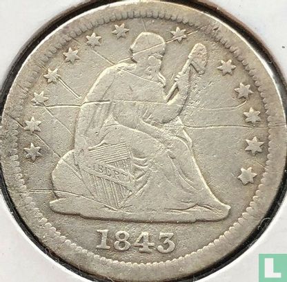United States ¼ dollar 1843 (O) - Image 1