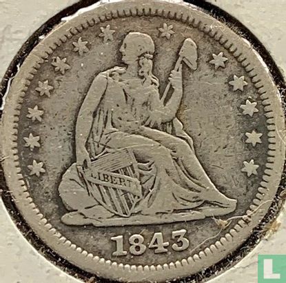 United States ¼ dollar 1843 (without letter) - Image 1