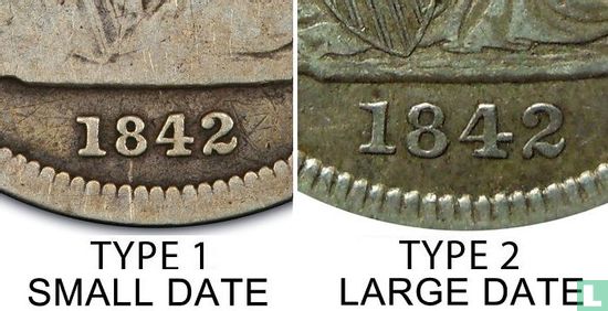 Verenigde Staten ¼ dollar 1842 (zonder letter - type 2) - Afbeelding 3