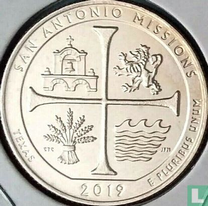 Verenigde Staten ¼ dollar 2019 (D) "San Antonio Missions National Historical Park in Texas" - Afbeelding 1