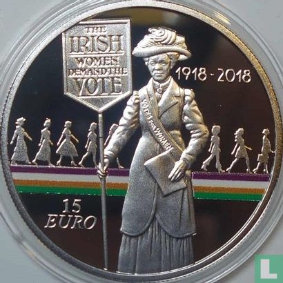 Ireland 15 euro 2018 (PROOF) "100 years Women's right to vote" - Image 2