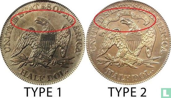 États-Unis ½ dollar 1866 (S - type 1) - Image 3