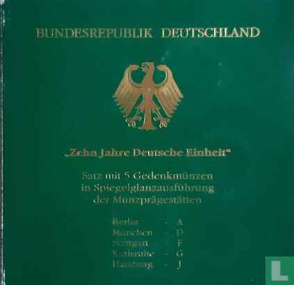 Germany mint set 2000 (PROOF) "10th anniversary of the German reunification" - Image 1