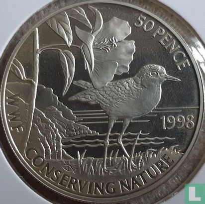 St. Helena 50 pence 1998 (PROOF) "Rainpiper bird" - Image 1