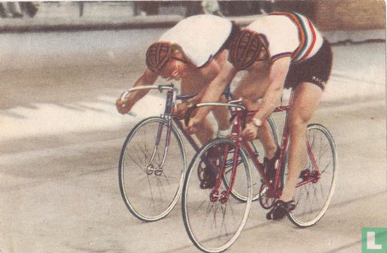 Arie van Vliet en Reg Harris. Beiden meervoudig wereldkampioen in de sprint