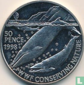 Sainte-Hélène 50 pence 1998 "Blue whales" - Image 1