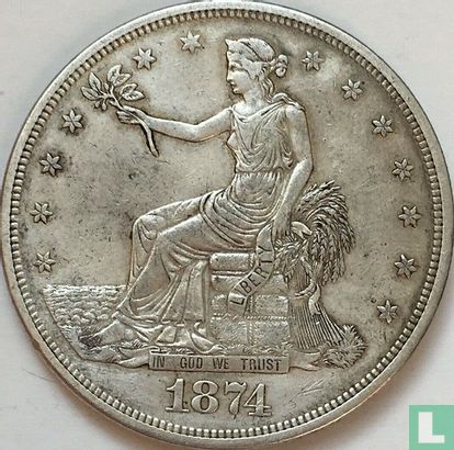 Verenigde Staten 1 trade dollar 1874 (zonder letter) - Afbeelding 1