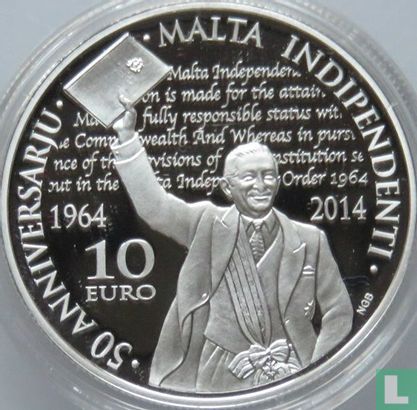 Malta 10 euro 2014 (PROOF) "50th anniversary of Malta's independence" - Image 2