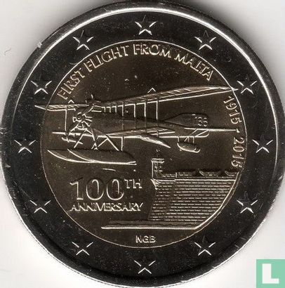 Malta 2 euro 2015 (zonder muntteken) "100th anniversary First flight from Malta" - Afbeelding 1