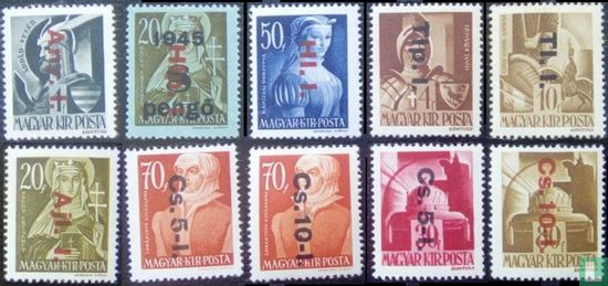 Briefmarken von 1943, 1944 und 1945, mit dem Druck (s) (I)