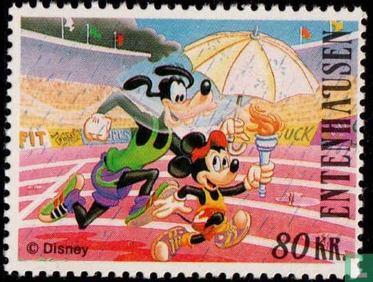 Entenhausen - Goofy & Mickey met Olympische vlam