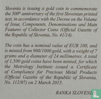 Slovenia 100 euro 2015 (PROOF) "500th anniversary of the first Slovenian printed text" - Image 3
