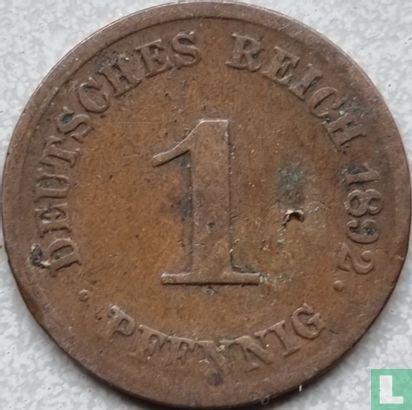 Duitse Rijk 1 pfennig 1892 (G) - Afbeelding 1