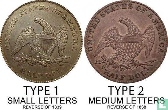 États-Unis ½ dollar 1840 (sans lettre - type 1) - Image 3