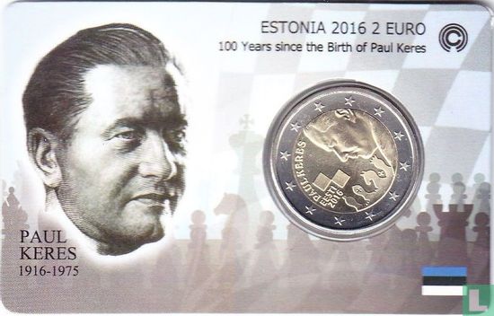 Estland 2 euro 2016 (coincard) "100th anniversary of the birth of Paul Keres" - Afbeelding 1