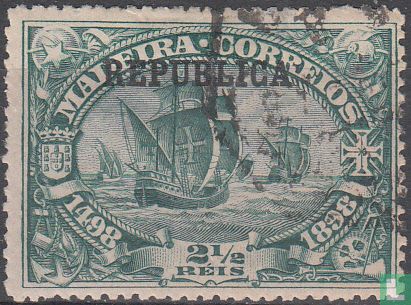 Vasco da Gama stempelt Madeira ind. REPUBLIK