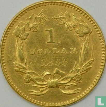 États-Unis 1 dollar 1855 (Indian head - sans lettre) - Image 1