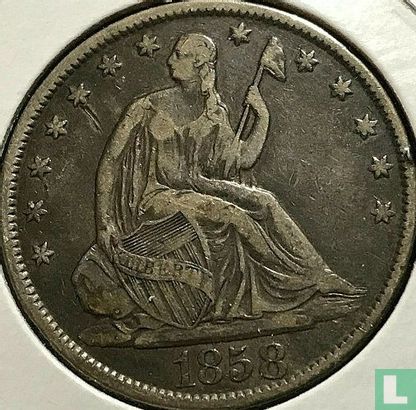 États-Unis ½ dollar 1858 (sans lettre) - Image 1