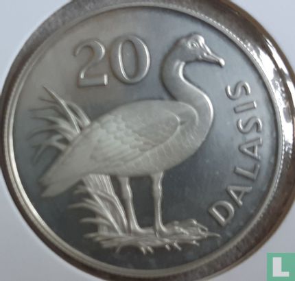 The Gambia 20 dalasis 1977 (PROOF) "Spur-winged goose" - Image 2
