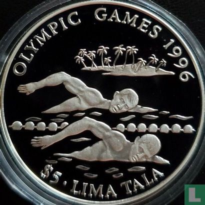 Tokelau 5 tala 1994 (PROOF) "1996 Summer Olympics in Atlanta - Swimming" - Image 2
