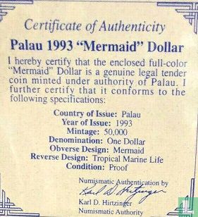 Palau 1 dollar 1993 (PROOF) "Marine Life Protection" - Image 3
