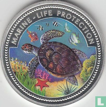 Palau 5 dollars 1998 (PROOF) "Marine Life Protection - Turtle" - Image 2