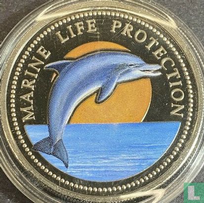 Palau 1 Dollar 1998 (PP - gefärbt) "Marine Life Protection - Dolphin" - Bild 2