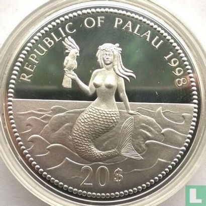Palau 20 dollars 1998 (PROOF) "Marine Life Protection - Turtle" - Image 1