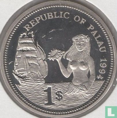 Palau 1 dollar 1994 (PROOF) "Marine Life Protection" - Image 1