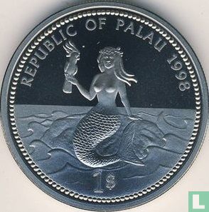 Palau 1 dollar 1998 (PROOF - gekleurd) "Marine Life Protection - Turtle" - Afbeelding 1
