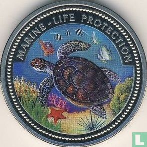 Palau 1 dollar 1998 (BE - coloré) "Marine Life Protection - Turtle" - Image 2