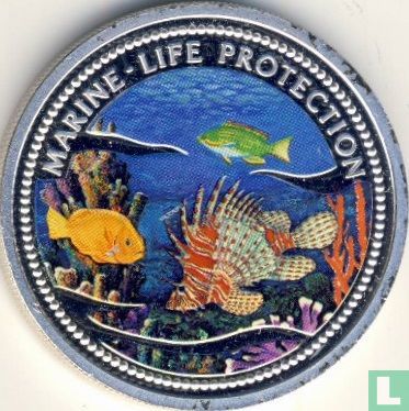Palau 5 dollars 2000 (PROOF) "Marine Life Protection - Lionfish & parrotfish" - Afbeelding 2
