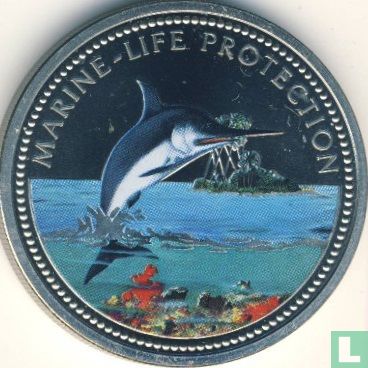 Palau 1 dollar 2000 (BE - coloré) "Marine Life Protection - Swordfish" - Image 2