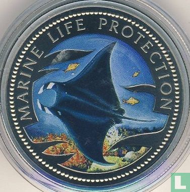 Palau 1 dollar 1999 (PROOF - gekleurd) "Marine Life Protection - Manta ray" - Afbeelding 2