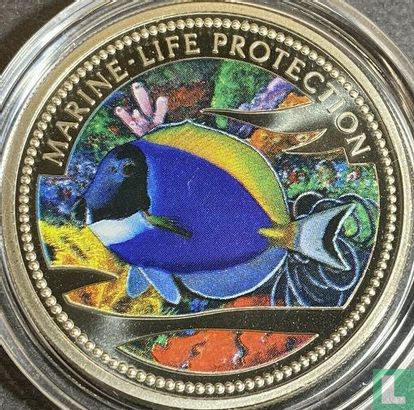 Palau 1 dollar 2002 (BE - coloré) "Marine Life Protection - Blue tang surgeonfish" - Image 2