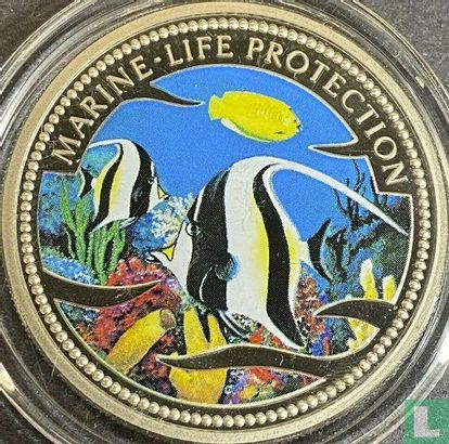Palau 1 dollar 2001 (PROOF - gekleurd) "Marine Life Protection - Moorish idol fish" - Afbeelding 2