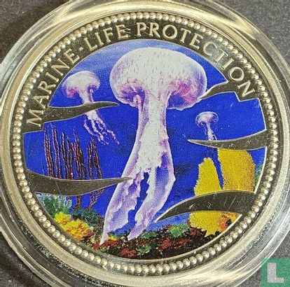 Palau 1 dollar 2001 (PROOF - gekleurd) "Marine Life Protection - Jellyfish" - Afbeelding 2
