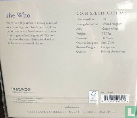 United Kingdom 5 pounds 2021 (folder - colourless) "The Who" - Image 2