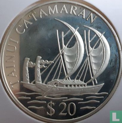 Cookeilanden 20 dollars 1995 (PROOF) "Tainui catamaran" - Afbeelding 2