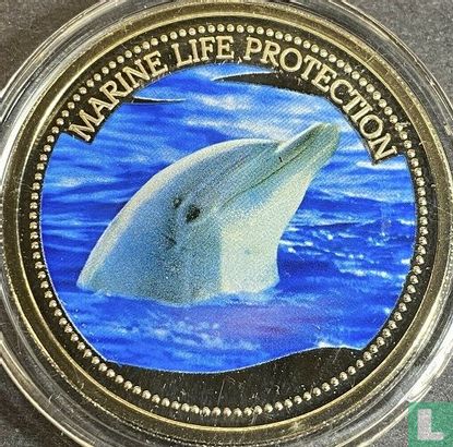 Palau 1 dollar 2004 (BE - coloré) "Marine Life Protection - Dolphin" - Image 2