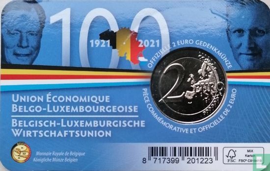 Belgium 2 euro 2021 (coincard - NLD) "100 years of Economic Union Belgium-Luxembourg" - Image 2