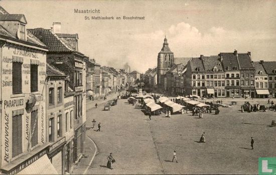 Maastricht St. Mathias kerk  en Boschstraat gezien vanaf de Markt - Image 1