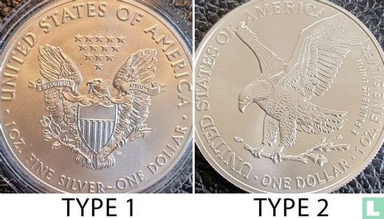 Vereinigte Staaten 1 Dollar 2021 (Typ 2 - ohne Buchstabe - ungefärbte) "Silver Eagle" - Bild 3