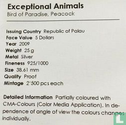 Palau 5 dollars 2009 (PROOF) "Exceptional animals - Bird of Paradise" - Afbeelding 3