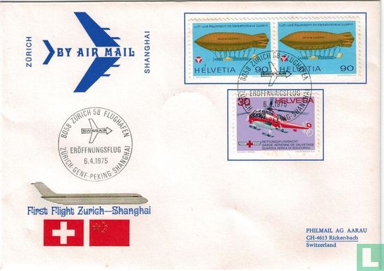 Eerste vlucht Zürich-Shanghai 1975