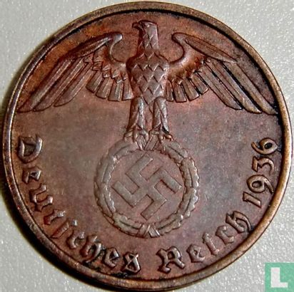 Duitse Rijk 1 reichspfennig 1936 (E - hakenkruis) - Afbeelding 1