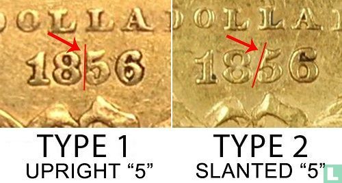 États-Unis 1 dollar 1856 (Indian head - sans lettre - type 2) - Image 3